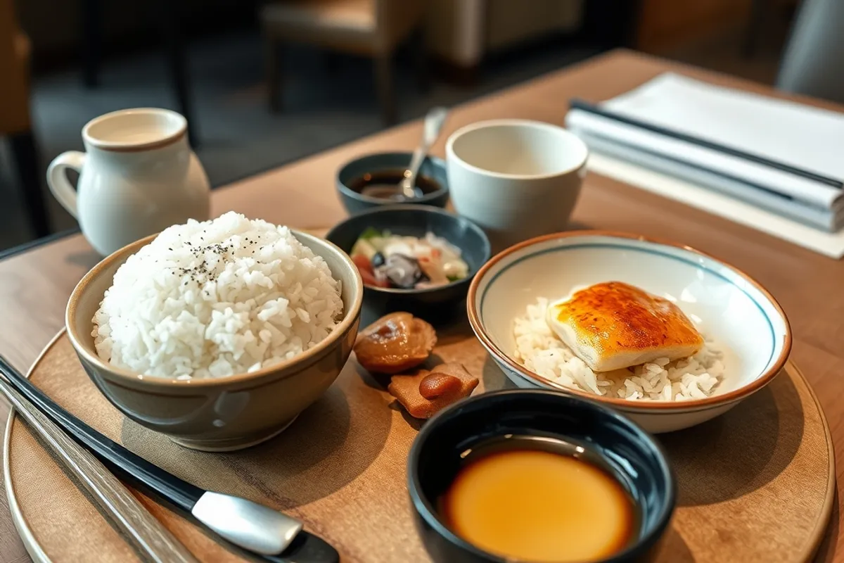 A simple Japanese breakfast is often the best meal deal in the hotel.